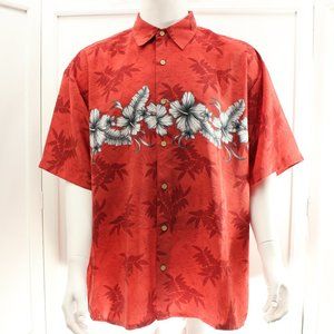 XG Island Tropics Mens Hawaiian Aloha Shirt Button Up Floral Hibiscus Size XL